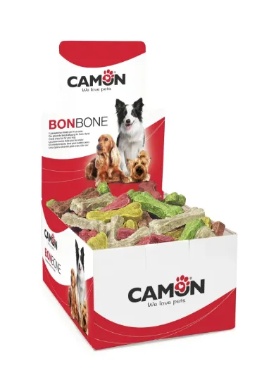 Снимка на Camon Colorful bone - Лакомство за кучета , цветни кокалчета от телешка кожа, 5 см./ 30 броя