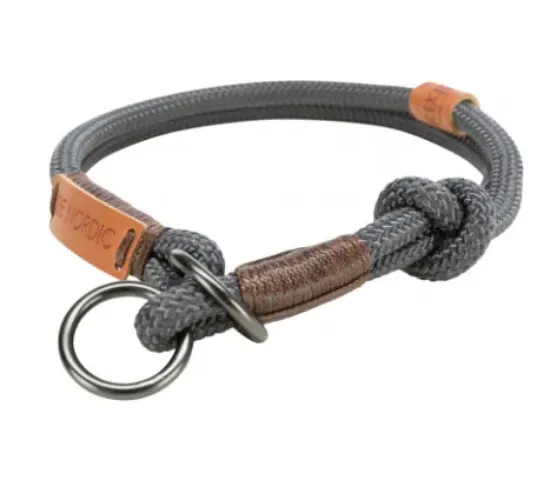 Снимка на Trixie BE NORDIC Stop-the-pull Collar L/XL - Здрав нашийник от въже за кучета, 13мм/55 см. - сив
