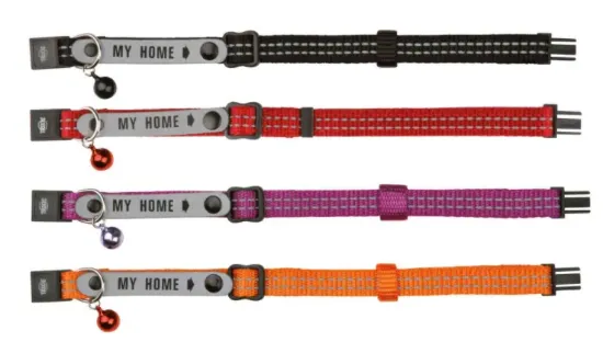 Снимка на Trixie Collar with Address Tag, Reflecting - Модерен регулируем нашийник за котки с отразителни шефове/1 брой