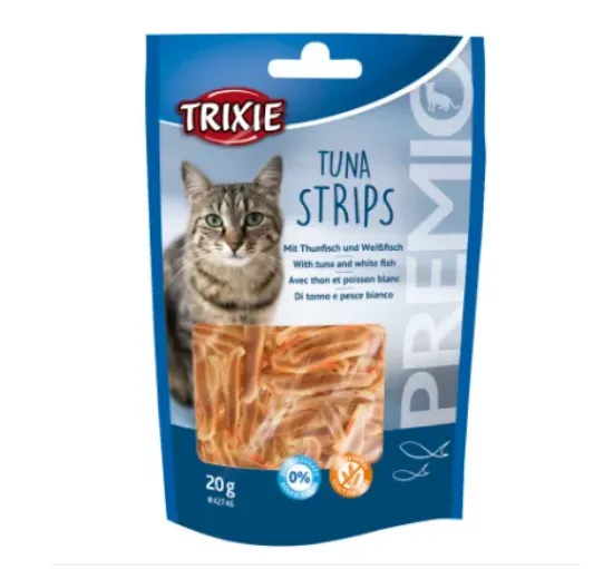 Снимка на Trixie PREMIO Tuna Strips - Лакомство за котки , вкусни филета с риба тон, 20 гр./5 пакета