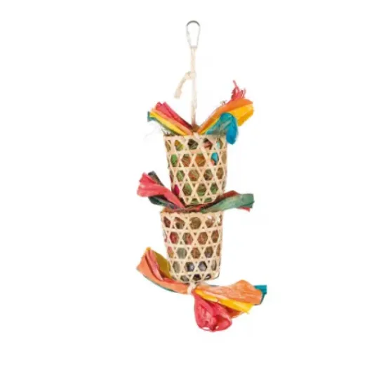 Снимка на Trixie Natural Toy on a Sisal Rope - Играчка за папагали, натурално палмови листа и сизалово въже,35 см.