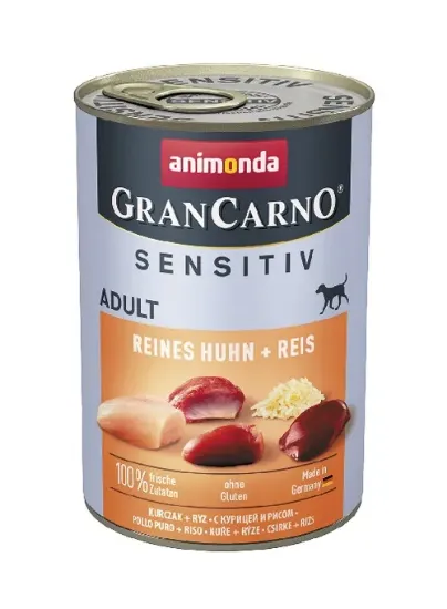 Снимка на Animonda Gran Carno® Sensitive - Премиум консервирана храна за чувствителни израснали кучета с пилешко месо и ориз, 800 гр./ 2 броя