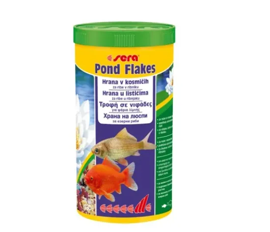 Снимка на Sera Pond Flakes - Храна на люспи за златни рибки, шарани и други езерни риби, 10 000 мл.