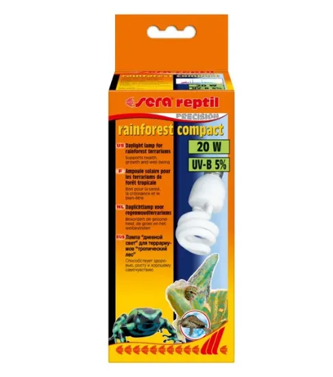 Снимка на Sera Rainforest Compact - UV лампа за терариуми, 20W - 5 % UVB лъчи, компактна
