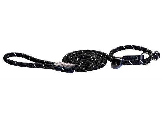 Снимка на Rogz rope Medium - Повод с нашийник за кучета , 9мм/ 180 см. - черен