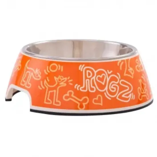 Снимка на Rogz Orange Doodle Medium/ Large - Метална купа за храна и вода за кучета, 700 мл.