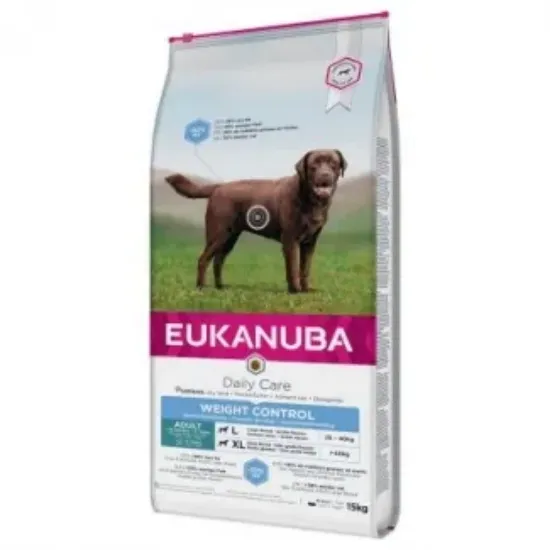 Снимка на Eukanuba Daily Care Large Weight Control - Балансирана суха храна за израснали кучета от едри породи склонни към напълняване с пилешко и пуешко месо, 15 кг.