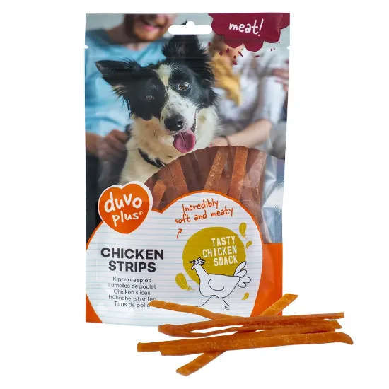 Снимка на Duvo Chicken Strips - Вкусно лакомство за кучета, меки лентички чисто пиле, 80 гр./ 2 пакета