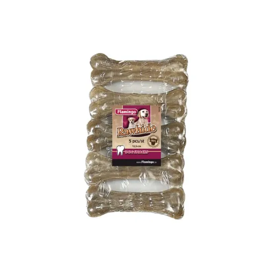 Снимка на Flamingo Pressed Bone - Лакомство за кучета - пресован кокал от телешка кожа, 12. 5 см. - в пакет