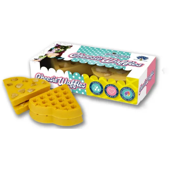 Снимка на Blue Tree Cheesie Waffles - Лакомство за кучета, вкусни вафли със сирене, без захар, 4 броя в пакет