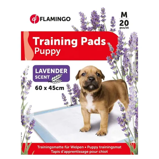 Снимка на Flamingo Training Mat Medium - Памперс подложка за кучета с аромат на лавандула, 60/45 см- 20 броя