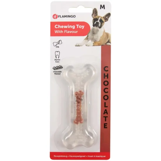 Снимка на Flamingo Chewing toy - Кучешка играчка, гумен кокал с аромат на шоколад, 12 см.