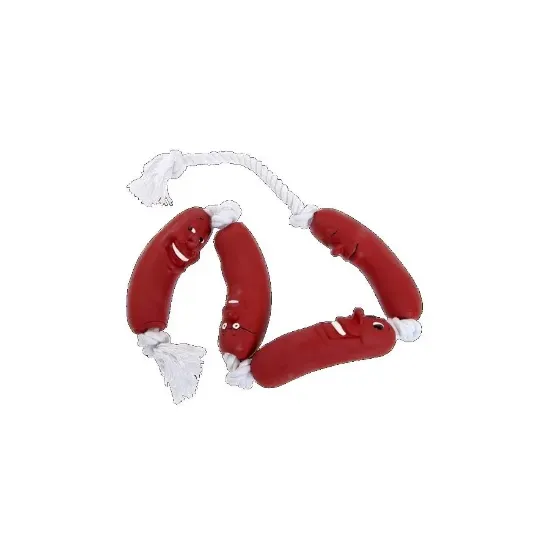 Снимка на Flamingo Dog toy Sausage - Забавна играчка за кучета , наденички с въже за дърпане и дъвчене, 72 см.