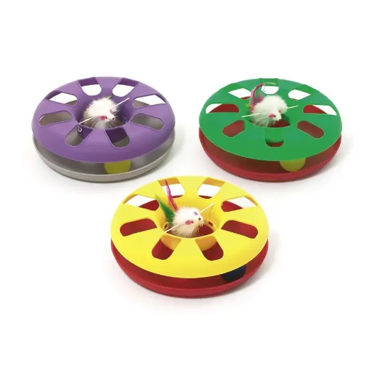 Снимка на Flamingo cat toy - Играчка за котки, кръг (24см) с топка и мишка, различни цветове