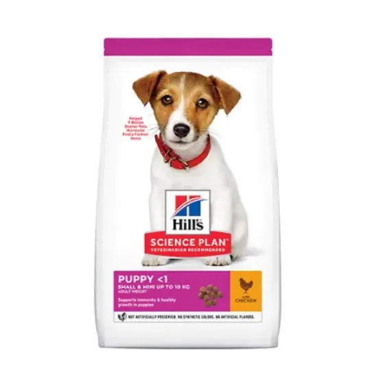 Снимка на Hill's Dog Puppy Small&Mini - Пълноценна суха храна за подрастващи кучета от малки и мини породи, бременни и кърмещи с пилешко месо, 1.5 кг.