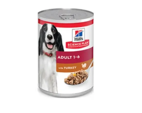 Снимка на Hill’s - Science Plan Canine Adult Turkey - Премиум консервирана храна за кучета от всички породи над 1 година с пуешко месо, 370 гр./2 броя