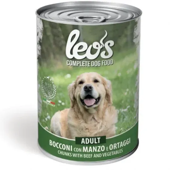 Снимка на Monge Leo’s Chunks with Beef and Vegetables Adult - Пълноценна мокра храна за израснали кучета с телешко месо и зеленчуци, 1230 гр./2 броя