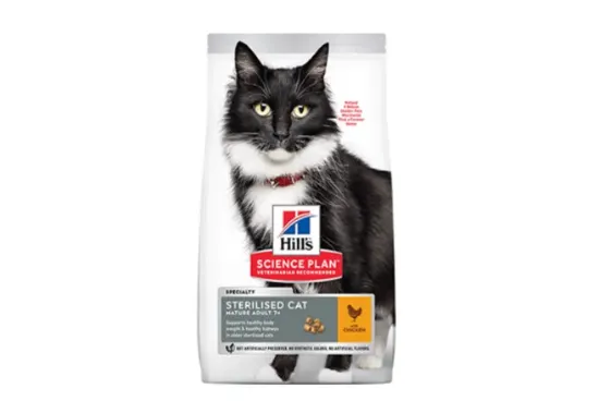 Снимка на Hill's Cat Mature Adult Sterilised - Пълноценна суха храна за кастрирани котки над 7 години, с пилешко месо, 1.5 кг.