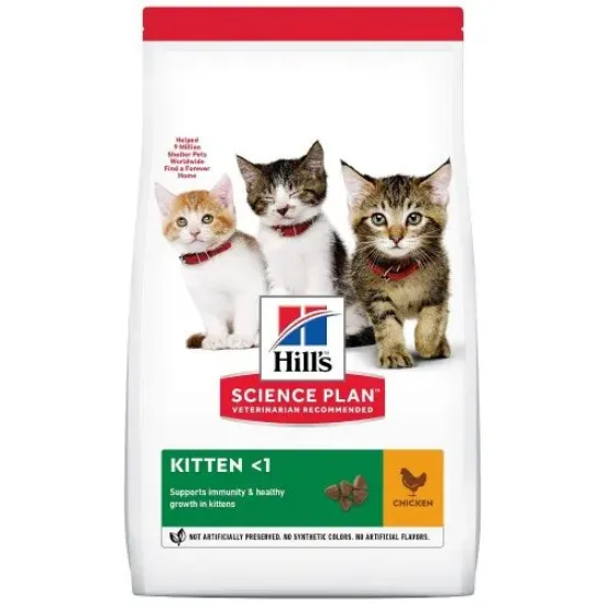 Снимка на Hill’s Science Plan Kitten – Пълноценна суха храна за подрастващи котенца от отбиването до 1-годишна възраст, бременни или кърмещи котки с пилешко месо,300 гр.
