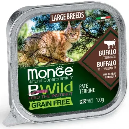 Снимка на Monge Natural Superpremium BWild Adult - Премиум пастет за котки от едри породи с биволско месо и зеленчуци, 100 гр./ 5 броя