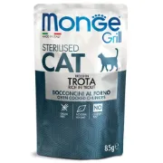 Снимка на Monge Grill Sterilised Cat – Chinkies in Jelly – Trout - Премиум пауч за кастрирани израснали котки, вкусни хапки пъстърва в желе, 85 гр./ 6 броя 1