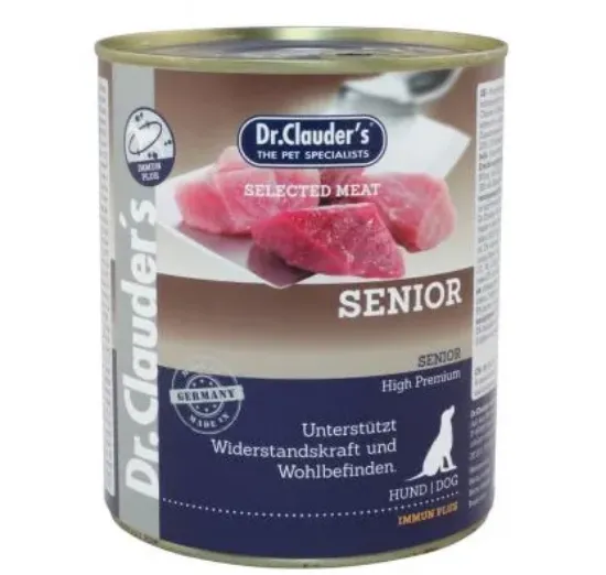 Снимка на Dr.Clauder's Selected Meat Immun Plus Senior - Консервирана храна за кучета над 7 годишна възраст с патешко и картофи, 2 броя х 800 гр.