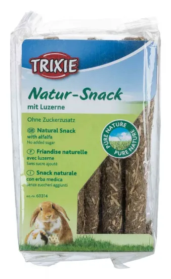 Снимка на Trixie Natur Snack - Натурални пръчици от върба с люцерна за зайци и други гризачи, 70гр. 12,5 см.