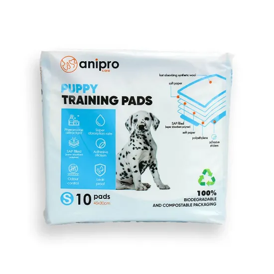 Снимка на Anipro Puppy Pads Small - Хигиенни памперси/ подложки с пет слоя за бързо попиване, 45/ 30 см. - 100 броя