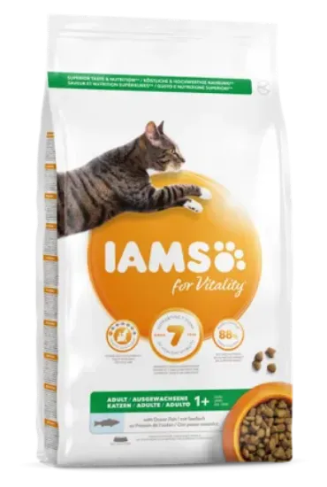 Снимка на IAMS for Vitality Cat Adult - Пълноценна суха храна за израснали котки с океанска риба, 10 кг.