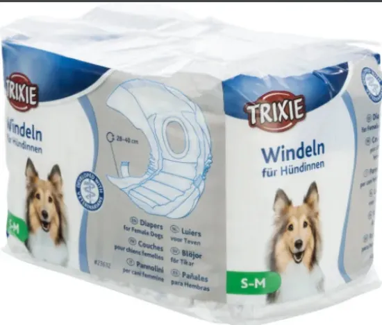 Снимка на Trixie Diapers for Female Dogs S-M - Памперси / пелени за женски кучета, регулируеми, 28-40 см - 12 броя