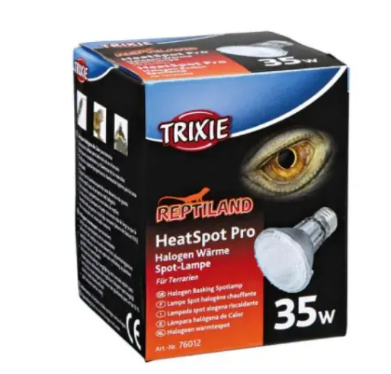 Снимка на Trixie Heat Spot Pro - Халогенна лампа за терариум, създава топли зони,насърчава благосъстоянието и подпомага храносмилането, 35 W, 65 × 88 мм.