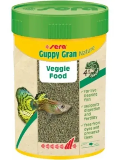 Снимка на Sera Guppy Gran - Гранулирана храна за гупи и други дребни рибки, 100 мл.