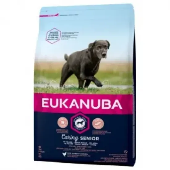 Снимка на Eukanuba Adult Large Breed - Пълноценна суха храна за кучета от едри и големи породи от 6 годишна възраст с пилешко и пуешко месо, 15 кг.