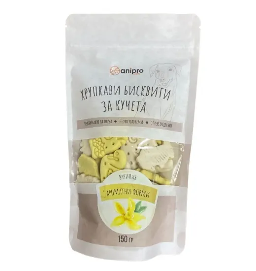 Снимка на Anipro - Лакомство за кучета, бисквити с ванилия ароматни форми, 150 гр