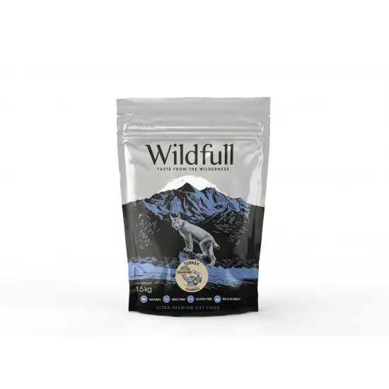 Снимка на Wildfull cat turkey hairball - Пълноценна храна за израснали котки против топки косми ,без зърно ,с пуешко месо, 1.5 кг.