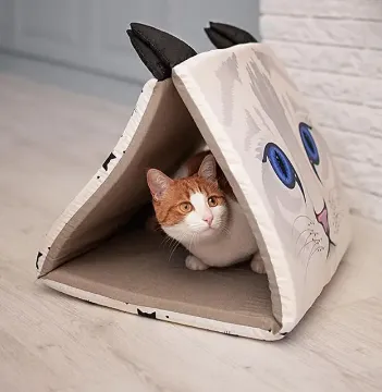 Показвай детайлите за Ferplast Pyramid - Котешка къща Пирамида, 43 x 39 x h 38 см. 1 - MyPetShop.bg Снимка на Ferplast Pyramid - Котешка къща Пирамида, 43 x 39 x h 38 см. 1