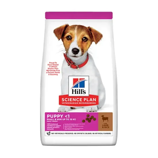 Снимка на Hill’s Science Plan Small & Mini Puppy - Премиум суха храна за подрастващи кучета от малки и мини породи до 10 кг. с агнешко месо и ориз, 300 гр.