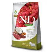 Снимка на N&D Quinoa Skin & Coat Mini - Пълноценна храна при хранителни чувствителности, за кучета от дребни и мини породи (до 10кг) в зряла възраст с патешко месо, киноа, кокос и куркума, 800 гр. 1