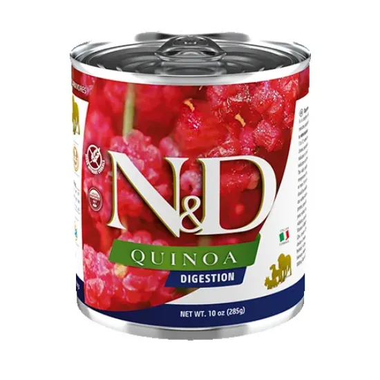 Снимка на N&D Quinoa - Пълноценна диетична храна за кучета в зряла възраст, предназначена за компенсиране на лошо храносмилане и екзокринна панкреатична недостатъчност, с агнешко месо, 285 гр.