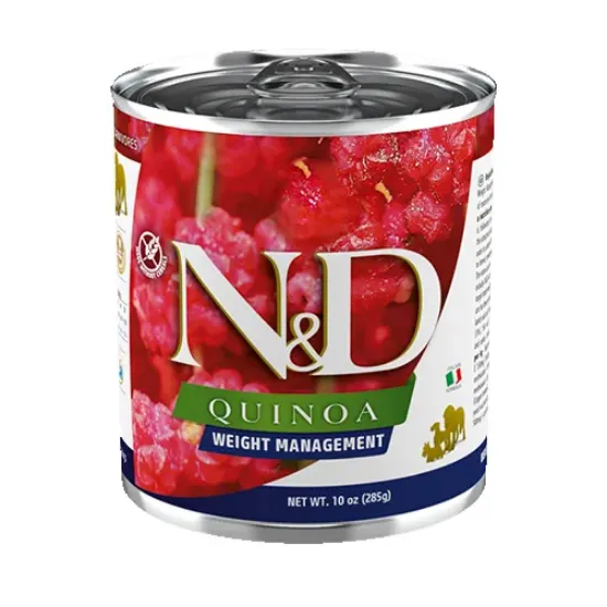 Снимка на N&D Quinoa Weight Management - Пълноценна диетична храна за кучета над 1г, за намаляване на наднормено тегло, с агнешко месо, 285 гр.
