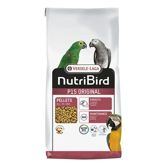 Снимка на Versele-Laga Nutribird P15 Original - Пълноценна ежедневна храна за големи папагали, екстрадирани пелети – едноцветни, 3 кг