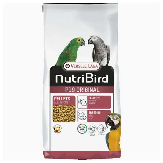 Снимка на Versele-Laga Nutribird P19 - Пълноценна храна за големи папагали при развъждане, екструдирани пелети – едноцветни, 10 кг.