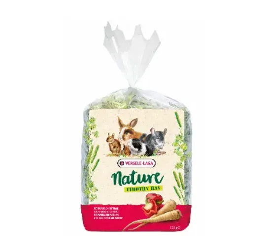 Снимка на Versele-Laga Timothy Hay Bell Pepper & Parsnip - Основна храна за зайци, морски свинчета, чинчили и дегута, сено с чушка и пъщарнак, 500 гр.