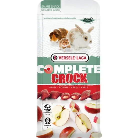 Снимка на Versele Laga Crock Complete Apple – Допълваща храна за зайци, морски свинчета и хамстери, вкусни бисквити с вкус на ябълка, 50 гр.