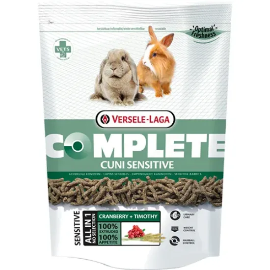 Снимка на Versele Laga Cuni Sensitive Complete – Пълноценна храна за чувствителни зайци (джудже) в зряла възраст, 500 гр.