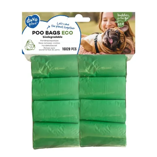 Снимка на Duvo Plus ECO biodegradable poo bags - Хигиенни торбички за кучета, 8 броя х 20 торбички