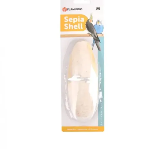 Снимка на Flamingo Sepia Shell on card - Висококачествена сепия за папагали с минерали и соли 15 см.
