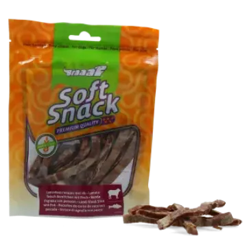 Показвай детайлите за Braaaf Soft Snack - Меки лакомства за кучета, вкусни ленти с агнешко и риба - 85 гр 1 - MyPetShop.bg Снимка на Braaaf Soft Snack - Меки лакомства за кучета, вкусни ленти с агнешко и риба - 85 гр 1