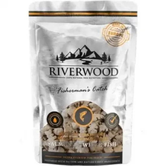 Снимка на RIverwood - Хрупкави лакомства за кучета, сьомга и бяла риба, 200 гр./ 2 пакета