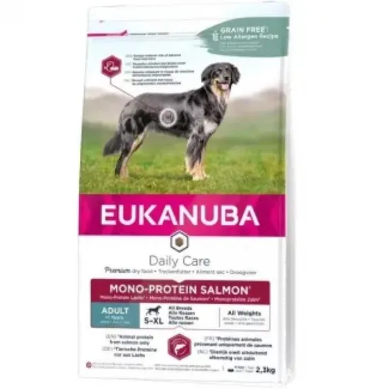 Снимка на Eukanuba Daily Care Mono Protein Salmon - Висококачествена суха храна за израснали кучета със сьомга, 2.3 кг.